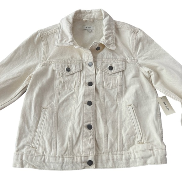 On 34th Womens Ecru Jean Jacket - New - Picture 1 of 6